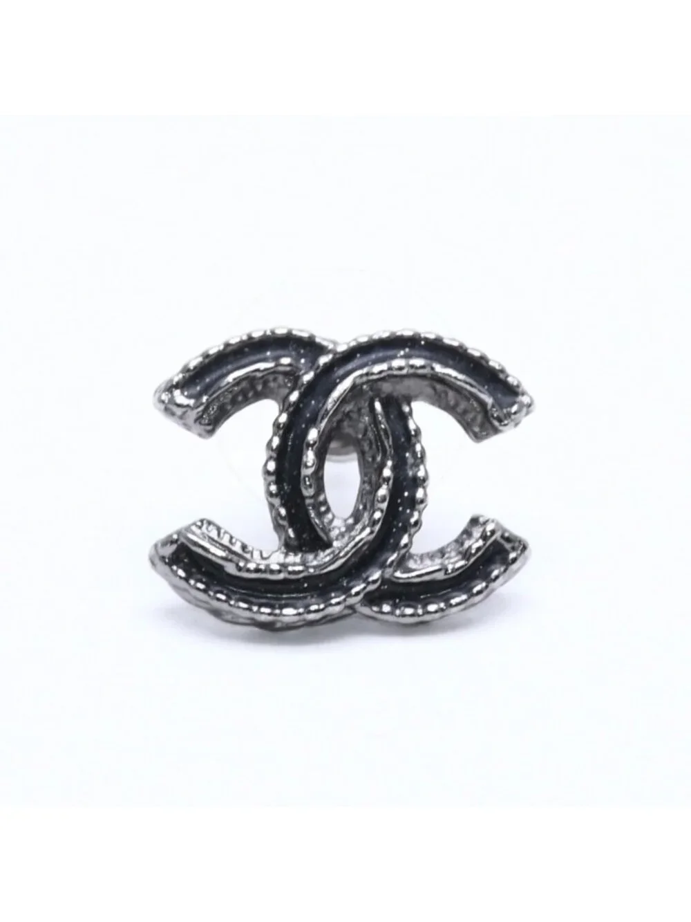 Chanel CC Logo Single Earrings 03 Metal Silver Black Clear